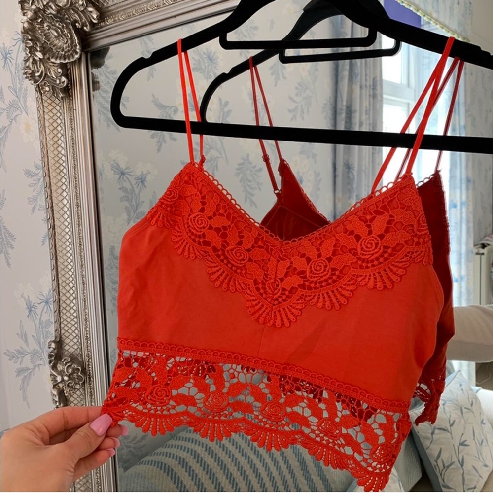 Neon orange crop top cami